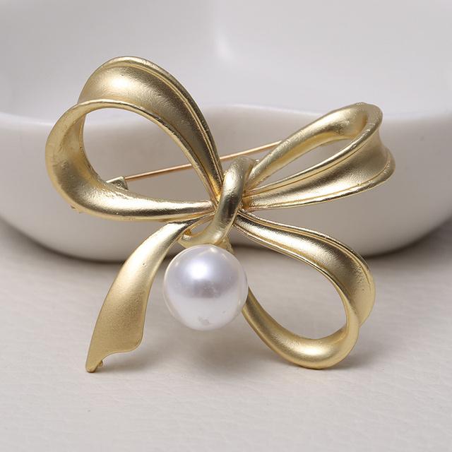 Бант матовый матовый жемчужный матовый золотой цвет матовый серебряный цвет брошь модные винтажные стразы булавки